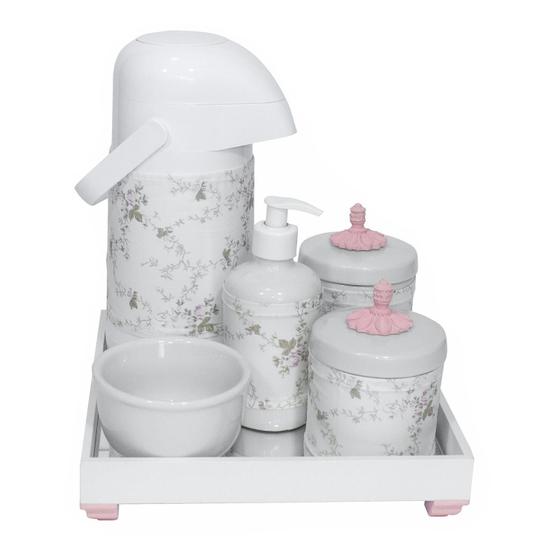 Imagem de Kit Higiene Porcelana Potes Térmica Provençal Capa Rosa Bebê