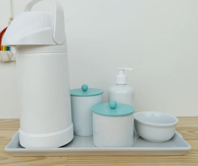 Imagem de Kit Higiene Porcelanas Cuidados Bebê Banho Quarto Moderno