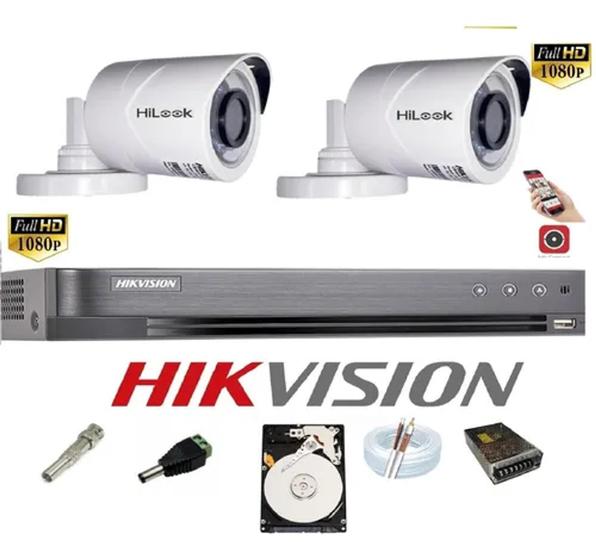 Imagem de Kit Hikvision 2 Cam Full Hd 1080p Dvr 4 7204 Turbo Hd C/ Hd