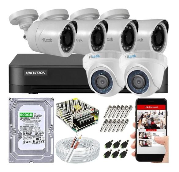 Kit Hikvision 6 Câmeras Segurança Ir20 Dvr 8 Canais Turbo Hd Menor preço em Kit Hikvision 6 Câmeras Segurança Ir20 Dvr 8 Canais Turbo Hd