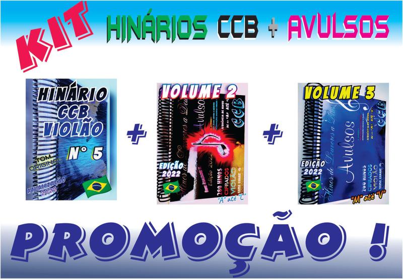 Imagem de Kit Hinários Violão, CCB Vol. 5 e Avulsos Vol 2 E 3 Só Hinos ATUAIS !!!