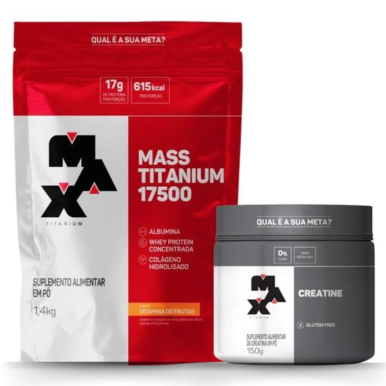 Imagem de Kit Hipercalórico 1,4kg + Creatina 150g - Max Titanium - Massa Muscular