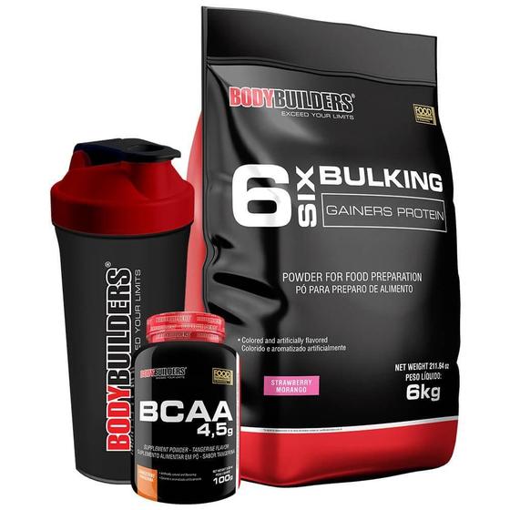 Imagem de Kit Hipercalórico 6 Six Bulking 6Kg+ Bcaa 4,5 100G