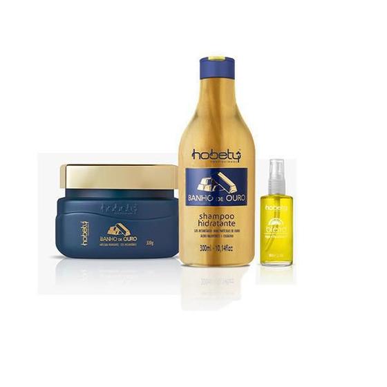 Imagem de Kit Hobety Banho De Ouro Shampoo 300Ml+Mascara 300Gr+Blend