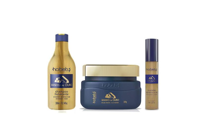 Imagem de Kit Hobety Banho De Ouro Shampoo + Mascara + Fios De Ouro