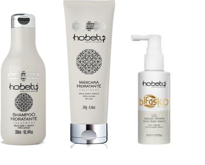 Imagem de Kit Hobety Bifásico+Shampoo 300ml E Máscara Hidratante 240gr