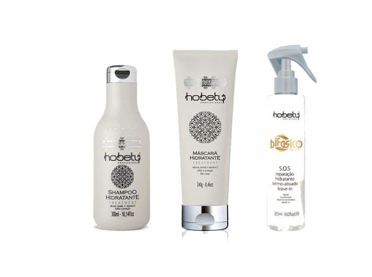 Imagem de Kit Hobety Bifásico+Shampoo 300Ml E Máscara Hidratante 240Gr