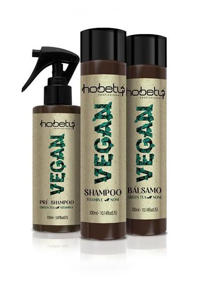 Imagem de Kit Hobety Vegan Shampoo 300Ml Balsamo 300G PreShampoo 150Ml