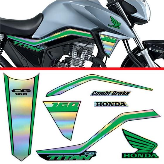 Imagem de Kit Holográfico para Moto Honda CG Titan 160 anos 2018 a 2020 VERDES