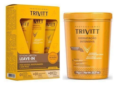 Imagem de Kit Home care Leave-in + Mascara 1 kg (4 Produtos) - Trivitt