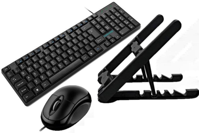 Kit Homeoffice Suporte P/ Notebook + Teclado e Mouse Com Fio Movitec Movitec e Masticmol