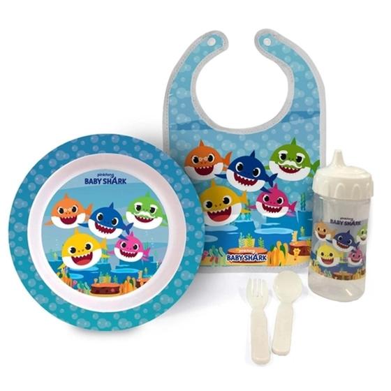 Imagem de Kit Hora da Papinha Baby Shark Disney Babador/Prato/Talher e Copo - Baby Go