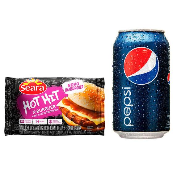 Imagem de Kit Hot Hit Seara X-Burguer Barbecue 145g e Refrigerante Pepsi Lata 350ml