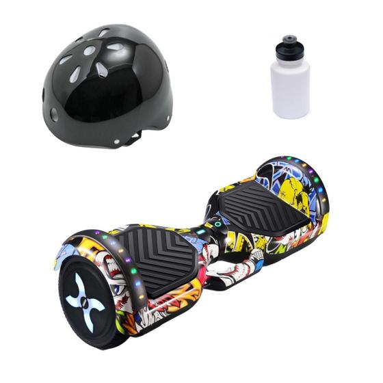 Imagem de Kit Hoverboard Skate Elétrico Led Scooter +Capacete e Squeze
