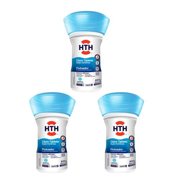 Imagem de Kit Hth Tres Unidade de Cloro Flutuador 830G