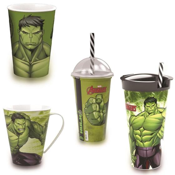 Imagem de Kit Hulk - 3 Copos e Caneca Marvel 320ml