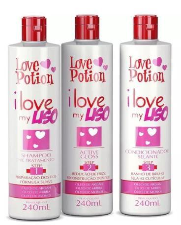 Imagem de Kit I Love My Liso Love Potion 3x240ml Home Care Para Liso