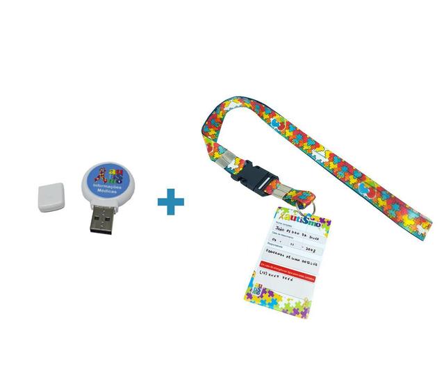 Imagem de Kit Identificação TEA Autistas - Cordão e Pendrive 4GB