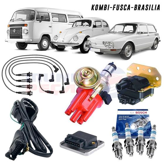 Imagem de Kit Ignição Eletrônica Fusca Kombi Cabo Preto E Velas