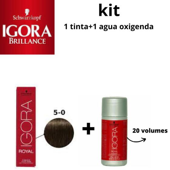 Imagem de Kit igora  tinta 5-0 + agua oxigenada volume 20