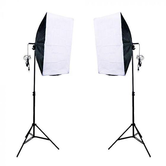 Imagem de Kit Iluminação Duplo Foto E Video Luz Contínua Softbox