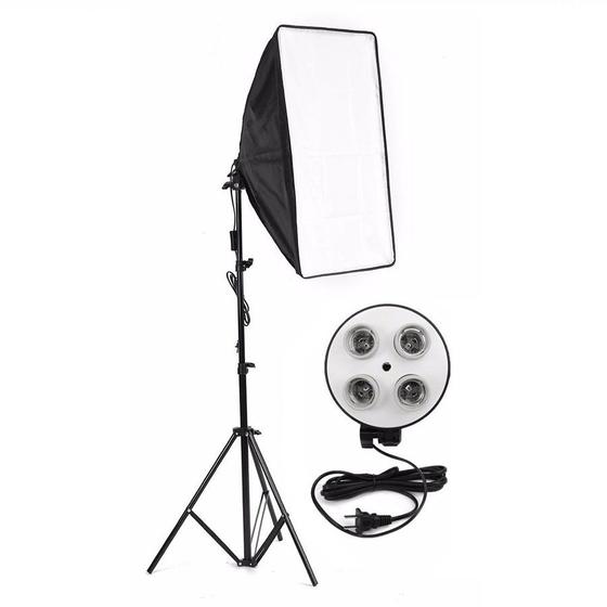 Imagem de Kit Iluminação Estúdio Softbox Quad ES470 50x70 com Tripé