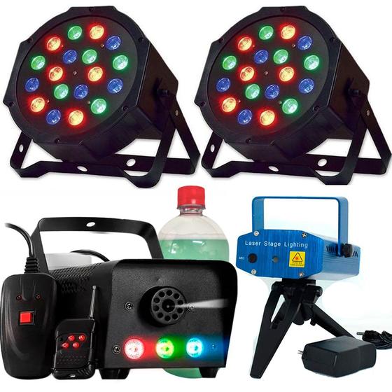 Kit Iluminação Festa Profissional 220v Led Par Máquina Fumaça Led Líquido E Laser Menor preço em Kit Iluminação Festa Profissional 220v Led Par Máquina Fumaça Led Líquido E Laser