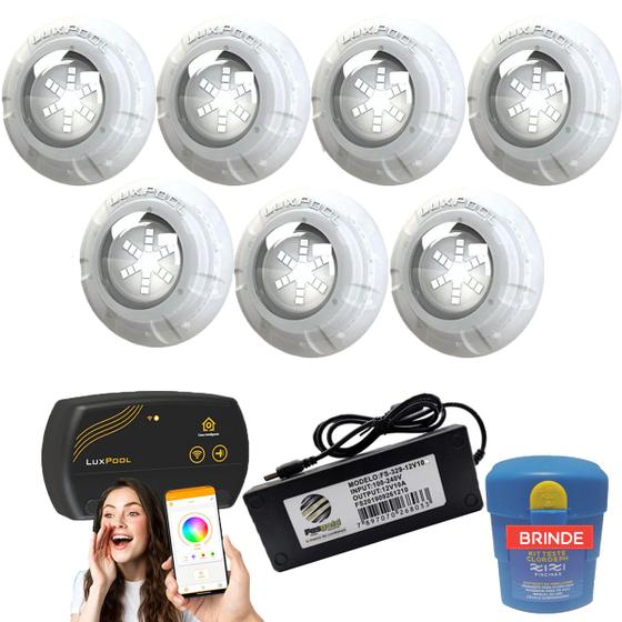 Imagem de Kit Iluminação Para Piscina até 112m² Com 7 Leds Rgb 9w + SmartLux