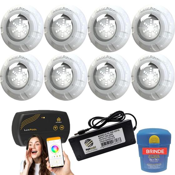 Imagem de Kit Iluminação Para Piscina até 128m² Com 8 Leds Rgb 9w + SmartLux