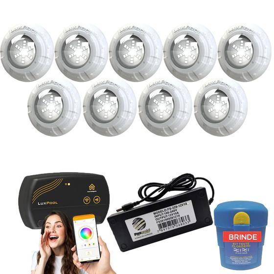Imagem de Kit Iluminação Para Piscina até 144m² Com Leds Rgb 9w + SmartLux