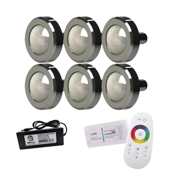 Imagem de Kit Iluminação Piscina 150m² 6 Leds 10w + Comando Rgb Touch