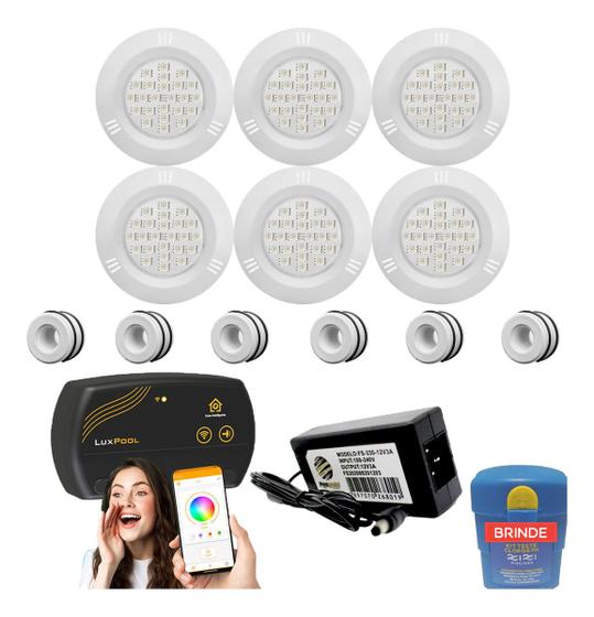 Imagem de Kit Iluminação Piscina 50mm 60m² 6 Led 5w, Smart Lux, Fonte