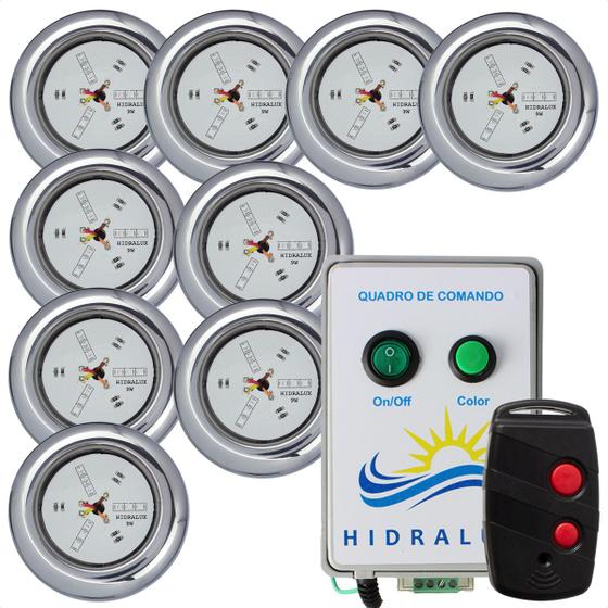 Kit iluminação piscina 9 led 9w rgb Inox e Comando 100w Menor preço em Kit iluminação piscina 9 led 9w rgb Inox e Comando 100w