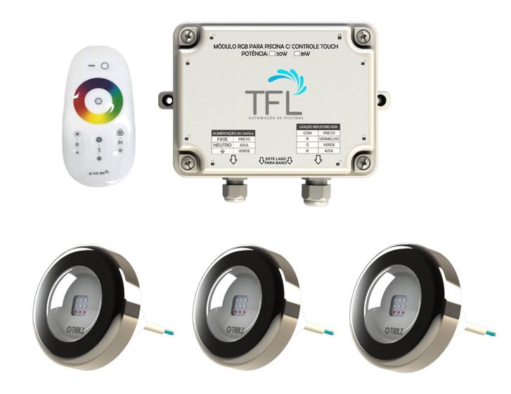 Imagem de Kit Iluminação Piscina - Contr Touch + 3 Leds Rgb 6W Tholz