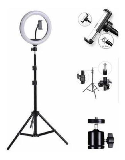 Imagem de Kit Iluminação Ring Light Led Video Live Luz 26cm + Tripé 2m - Pdo