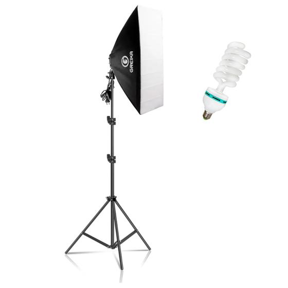 Imagem de Kit Iluminação Softbox Greika 50x70cm + Tripé 2m + Lamp 110v