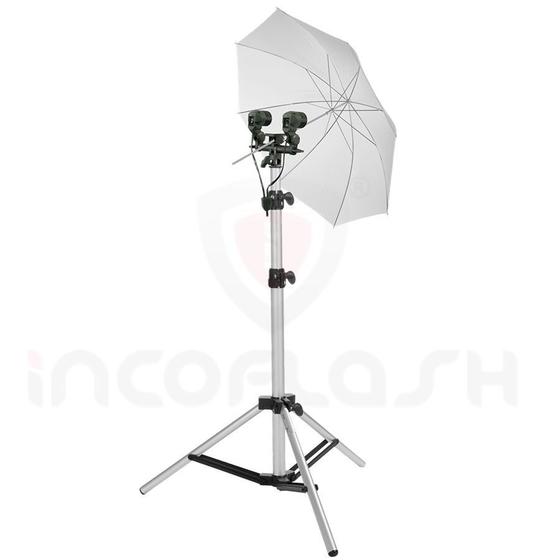 Kit iluminador duplo para lâmpada e-27 e sombrinha Menor preço em Kit iluminador duplo para lâmpada e-27 e sombrinha