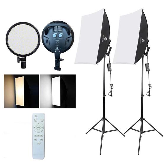 Imagem de Kit Iluminador Led 126 Circular Softbox 50x70cm 60w t