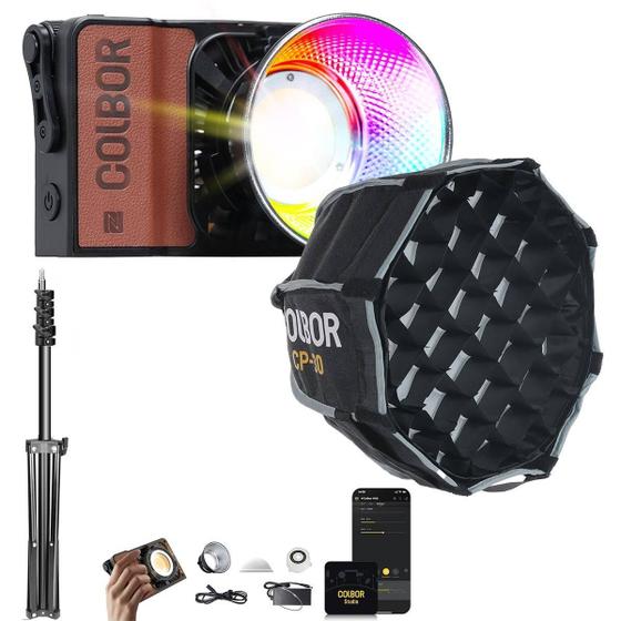 Kit Iluminador Led Rgb Colbor Wonder W100r 105w + Softbox Cp30 Com Grid + Tripé 2,4m Imagem de Kit Iluminador Led Rgb Colbor Wonder W100r 105w + Softbox Cp30 Com Grid + Tripé 2,4m