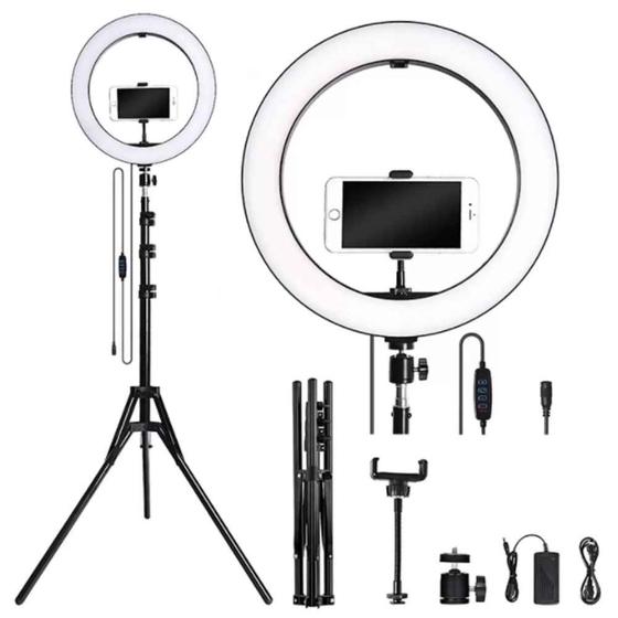 Imagem de Kit Iluminador Ring Light 12 Polegadas 30 cm Tripé e Dimmer