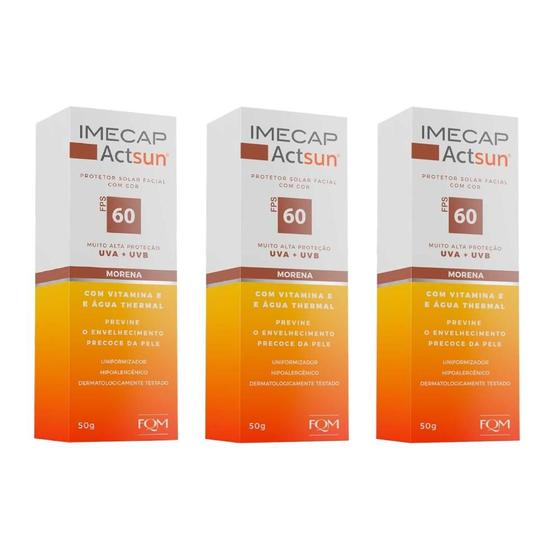 Imagem de Kit Imecap Actsun Protetor FPS60 Pele Morena Com 3Un De 50g