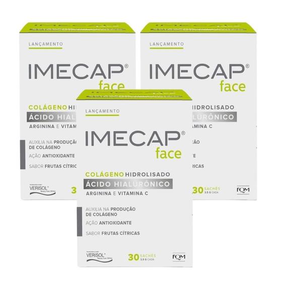 Imagem de Kit Imecap Face Com 3 Unidades De 30 Sachês Sabor Frutas Cítricas Cada
