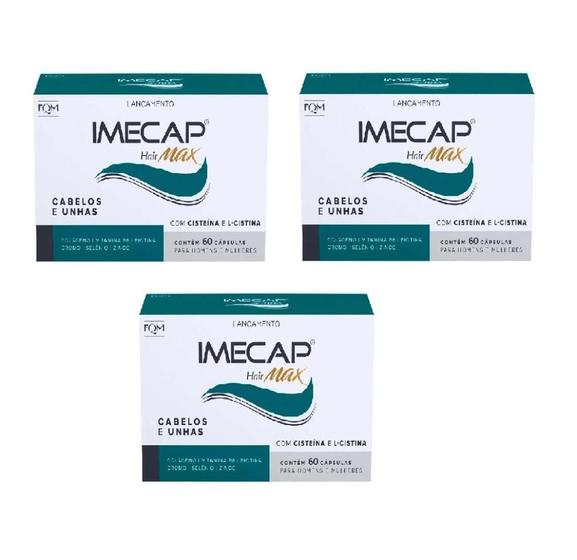 Imagem de Kit Imecap Hair Max Cabelos E Unhas Com 3 Unidades De 60 Cápsulas Cada
