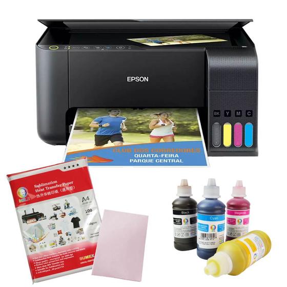 Kit Impressora Sublimática L3250 + Tinta + 100 Folhas Sublimáticas Menor preço em Kit Impressora Sublimática L3250 + Tinta + 100 Folhas Sublimáticas