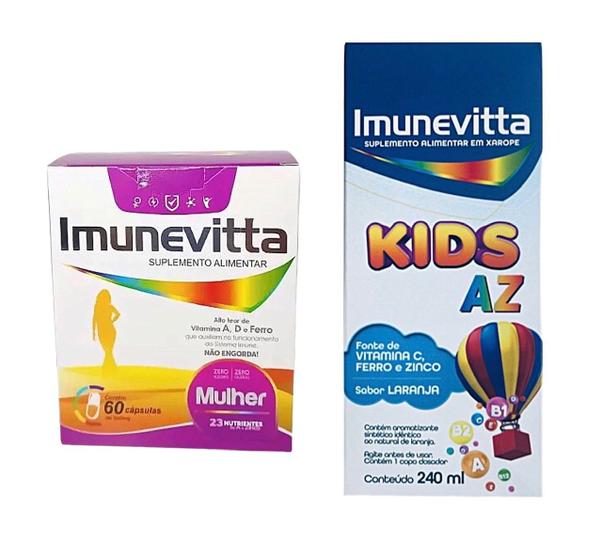 Imagem de Kit Imunevitta Mulher 60 Caps + Imunevitta Kids 240ml.