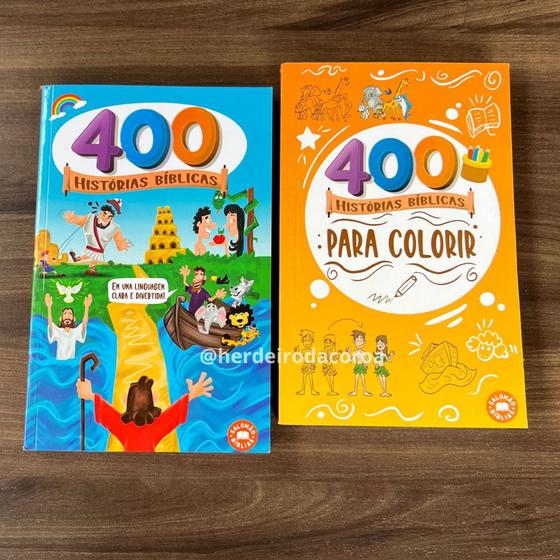 Imagem de Kit Infantil 400 Histórias Bíblicas e 400 Desenhos Bíblicos para colorir para Crianças