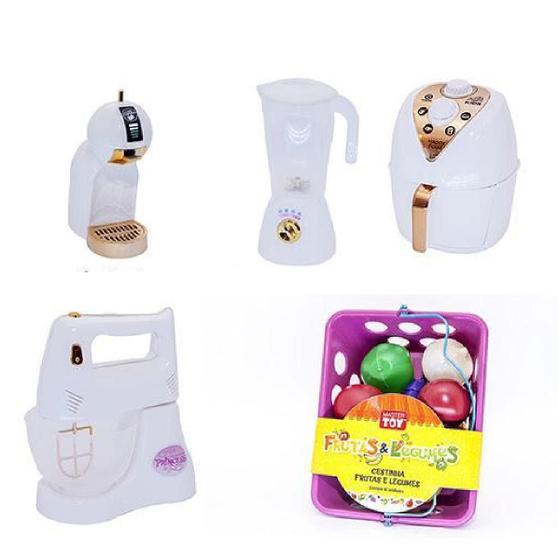 Imagem de Kit Infantil Air Fryer Batedeira Mercadinho 17 Peças