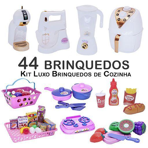 Imagem de Kit Infantil Air Fryer Comida Mercado Cafeteira  Panela 44pç