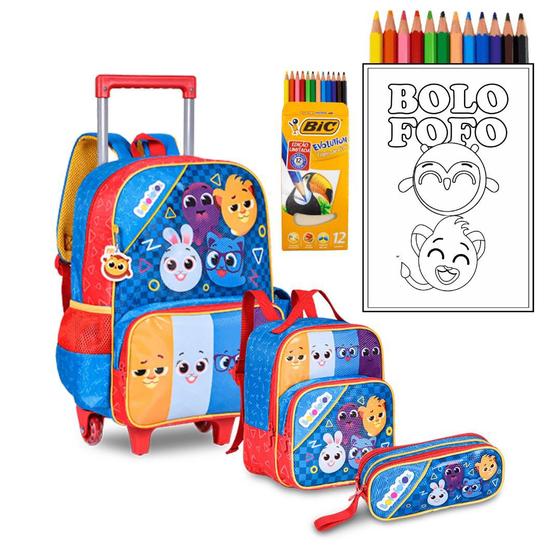 Imagem de Kit infantil BoloFofos mochila de Rodinhas