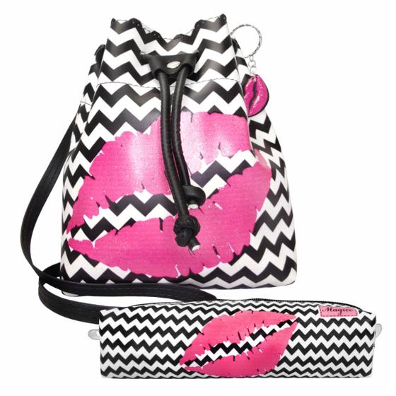 Imagem de Kit Infantil Bolsa e Estojo Beijo Pink, Magicc